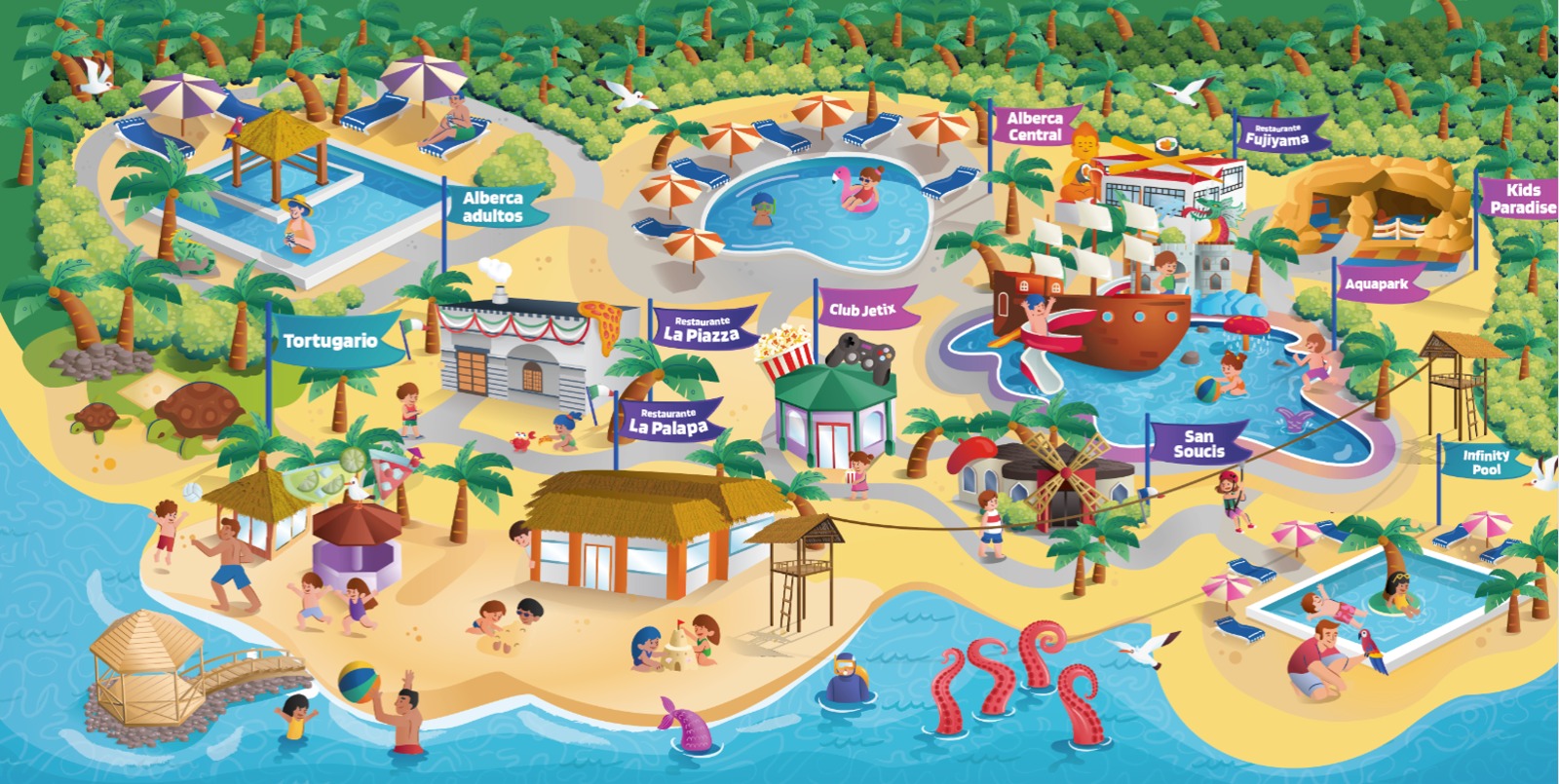 Illustrated map of Crown Paradise Club Puerto Vallarta resort